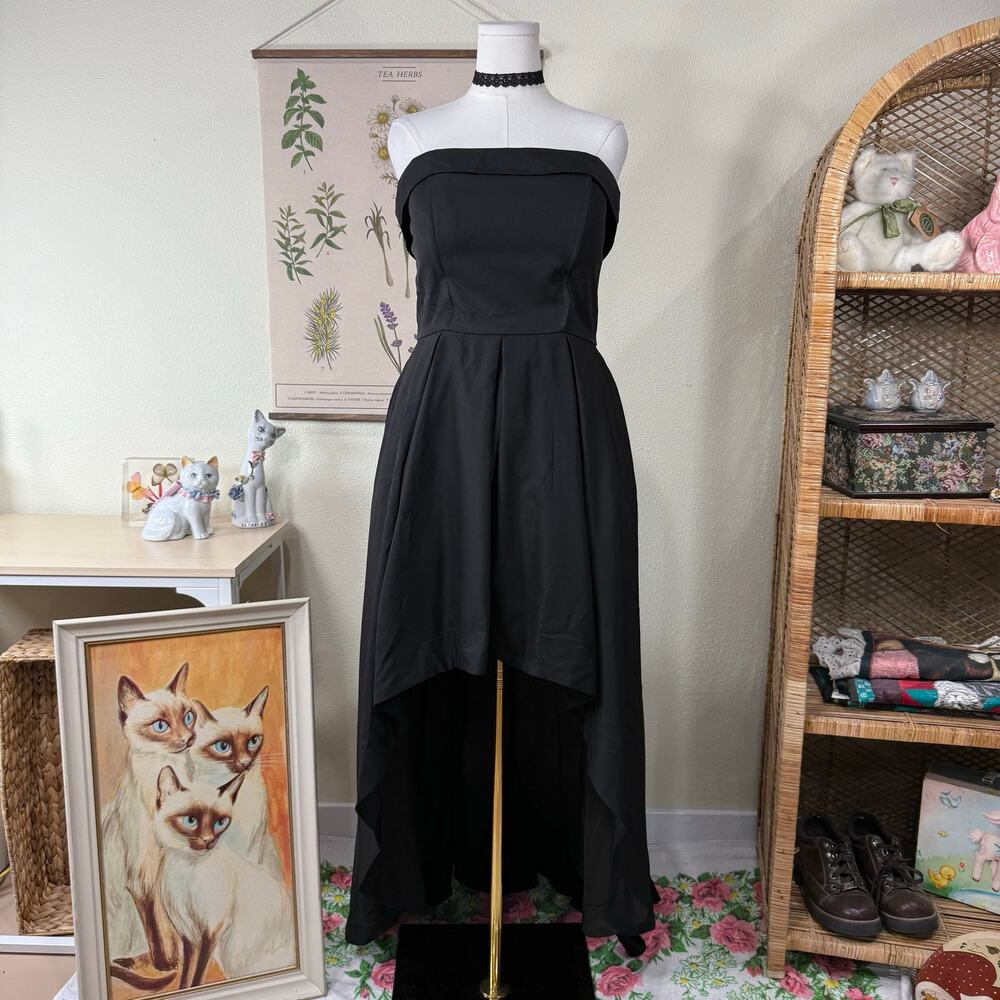 High Low Train Strapless Formal Dress Dark Coquette Vampire Romantic Goth M L